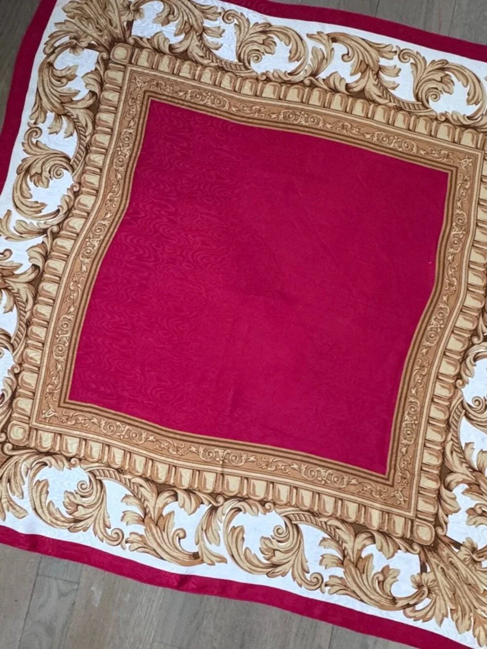 Talbots Vintage Silk Square Scarf,(1980/90s),Red/Gold Baroque,Collector Interest - Picture 2 of 9